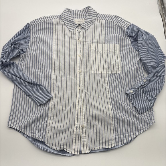 American Eagle Tops - AE Mixed Stripe Oversized Oxford Button Down Shirt Womens M Colorblock Preppy